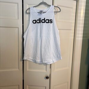 Adidas White Sleeveless Top with Black Logo